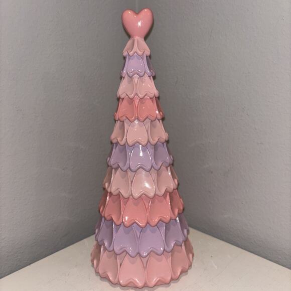 Valentines Day Pastel Pink & Purple Hearts Tiered Tree Tabletop Decor 12" NEW - Picture 3 of 4